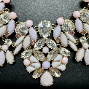 Pale Pink Purple Statement Chunky Floral Flower Bib Jewel Necklace Ann Taylor